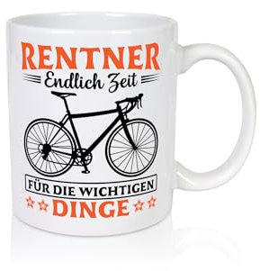 Rentner | Zeit für wichtige Dinge | Fahrrad - Tasse Weiss - Kaffeetasse/Geschenk/Familie