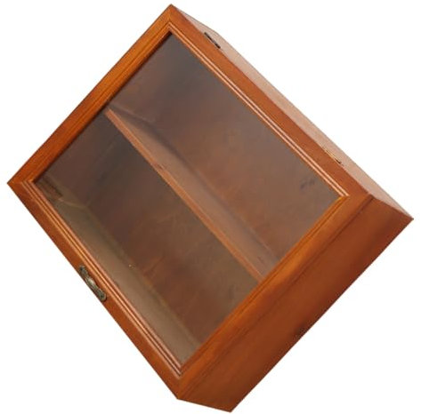 IWOWHERO Kleine Holzvitrine Aus Massivholz Mit Acryl Klapptür Tisch Und Wandregal Für Sammlermodelle Aufbewahrungs Und Präsentationsständer Mit Zwei Ebenen Dekoratives Vintage Aufbewahrungsdisplay