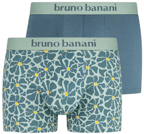 bruno banani Herren Boxershorts Unterhose Pants Flowery 2er Pack, Farbe:Mehrfarbig, Größe:L, Artikel:-3164 Blumen Print/grau