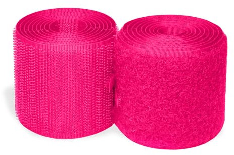 Rotolo di nastro di nylon non adesivo, 5,1 cm x 9,1 m, colore rosa fluo, nastro di fissaggio resistente, facile da cucire, per casa, ufficio, scuola, auto e artigianato fai da te