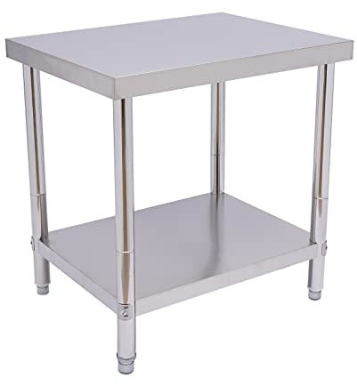 Edelstahl Catering Arbeitstisch KüChe Lebensmittelzubereitung Tisch KüChen Edelstahltisch Gastro KüChentisch Zerlegetish Gastronomie Zerlegetisch Werkbank Zubereitungstisch Mit Unterregal 76X60Cm