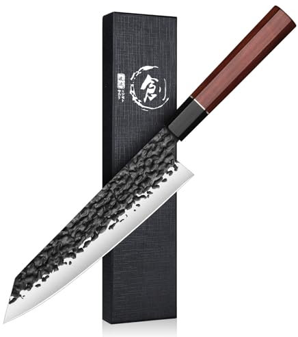 SMITH CHU Japanisches Küchenmesser Profi – 36cm Kiritsuke, Chefmesser mit Hammerschlag-Finish, Scharfe Kochmesser, Japan Messer für Fleisch, Fisch & Gemüse, Hochwertiges Küchenmesser in Geschenkbox