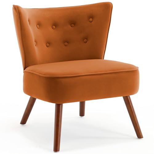 Bekrvio Sessel Wohnzimmer, moderner Loungesessel mit 290g/㎡ Samtbezug, extra großer gepolsterter Ohrensessel mit Holzbeinen für Wohnzimmer/Schlafzimmer