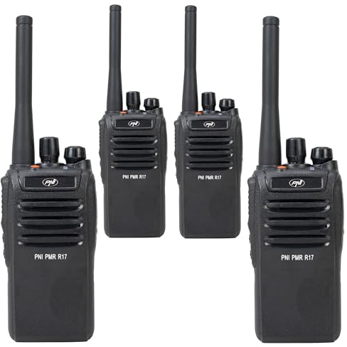 Kit of 4 portable radio stations PNI PMR R17 446MHz, 0.5W, 16 PMR channels and 50 CTCSS and 104 DCS tones, programmable, Li-Ion 2200 mAh, IP68