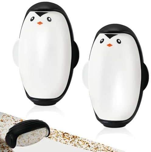 Zikenis 2 Stück Pinguin Fusselrolle Wiederverwendbar, Waschbarer Tierhaarentferner Fusselrolle, Wiederverwendbare Fusselrolle, Portable Gel Lint Roller für Tierhaare, Kleidung, Betten, Sofas Teppiche