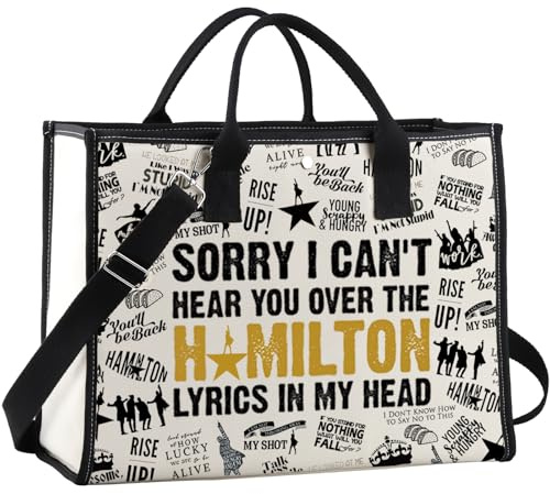 KUIYAI American Musical inspirierte Einkaufstasche aus Segeltuch, wiederverwendbare Tasche für Musikliebhaber (Liedtext im Kopf)