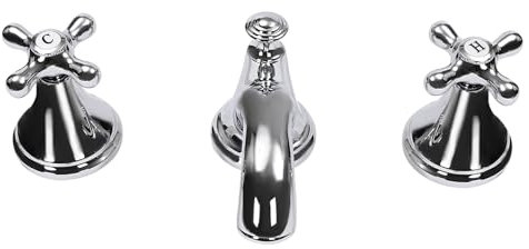 Robinet de lavabo vintage à 3 trous - Robinet de lavabo avec eau chaude et froide - Pour salle de bain - Argenté