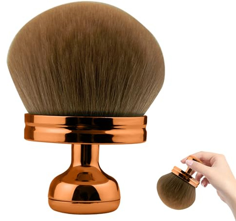 1 Stück Große Make Up Pinsel Roségold-Griff & Hautfarbene Borsten Foundation Pinsel – für Selbstbräuner, Flüssig-Wangenfarbe & Gesichtscreme | Präzise Rundform für Studio-Qualität Pinselset Makeup