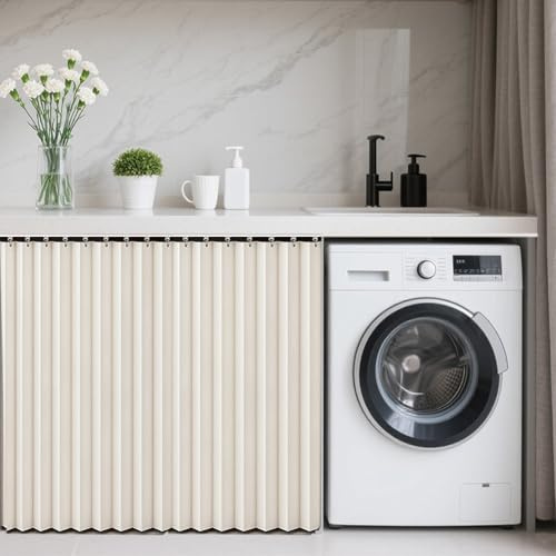 WMLBK Schrankvorhang, Schrank Vorhang Mit Schiene für Regale Schrank Wasserdichter Regal und Kleiderschrank Staubdichter Vorhang für Wohnzimmer (Beige-H80cm×W60cm)