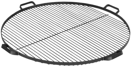 MR. DEKO Grillrost Ø 60 cm mit 4 Griffen | Stabiler Stahlrost schwarz 4 kg hitzebeständig langlebig | gleichmäßige Hitzeverteilung für Fleisch Gemüse Fisch | Zubehör für Feuerschale Feuertopf