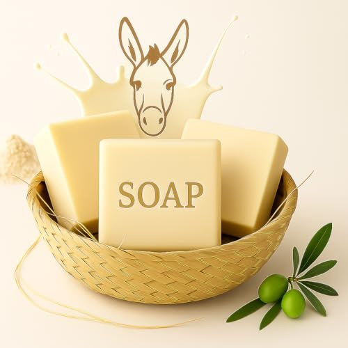 dmiRaz Natürlich Eselsmilchseife (Donkey milk Soap) Anti-Aging mit Vitamin E, A, C – Traditionell Handgefertigt Seife (2 Stück)