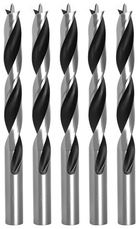 TIBOO DAY Brad Point Wood Drill Bits 8mm (5/16) Brad Point Drill, 5 Pcs | Carbon Steel, Double Flutes Design Metric Brad Point Drill Bits for Woodworking Soft & Hard Woods MDF Acrylic