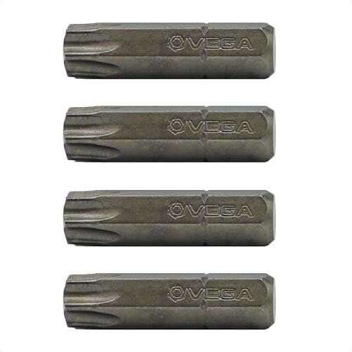 VEGA T40 TORX Sicherheits-Bits Professioneller 1/4 Zoll Sechskantschaft TORX T-40 S2 Stahl 1 Zoll Sicherheits-Bits 125TT40A-4 (4 Stück)