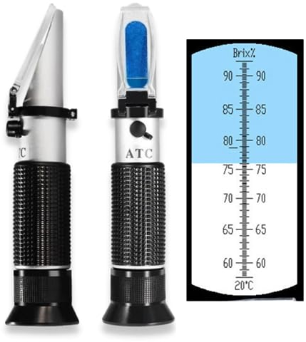 Logic box Optics - Rifrattometro per misurazione dell'umidità (idrometro) per miele/marmellate/marmellate/malato/sciroppo d'acero, sostituisce la birra casalinga