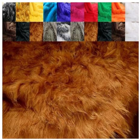 FABRICS-CITY DUNKELCAMEL FLOKATI TEDDYFELL STOFF 50X150CM KARNEVAL BEKLEIDUNG BASTEL REQUISITEN FOTOSHOOTING DEKO, 4959(Dunkelcamel)