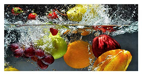 Tulup Glas-Bild Wandbild aus Glas - Wandkunst - Wandbild hinter gehärtetem Sicherheitsglas - Dekorative Wand für Küche & Wohnzimmer 100x50 - Essen & Getränke - Obst Gemüse - Mehrfarbig