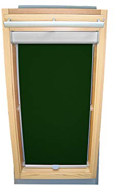 Sichtschutz-Rollo für VELUX Dachfenster für TYP GGL/GPL/GGU/GPU - MK06 - Farbe dunkelgrün - mit BLENDE und Haltekrallen - KLICK Montage