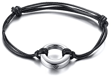 XUANPAI Denkmal Armband Urne für Asche Andenken Edelstahl Öffnungsbarer Runder Halter Feuerbestattung Medaillon Urne Armreifen Verstellbarer Schmuck für Unisex, Silber