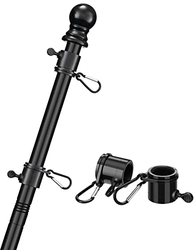 COCONUT Asta per Bandiera per casa, 1,5 m, in Acciaio Inox, Colore Nero, per Montaggio a Parete, Adatta per Bandiere Americane da 3 x 5, Perfetta per Cortile, Camion, Portico, Barca, Resistente alle