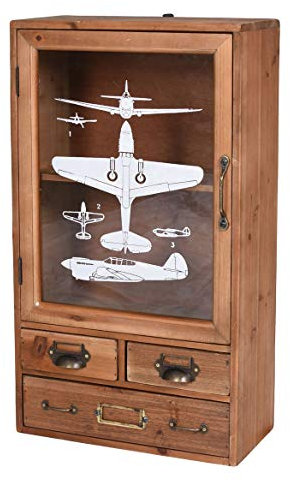 Wandschrank „Villa LOLA“ – Vintage Badschrank | Glastür & 3 Schubladen | Retro Wandvitrine aus Holz lof090 Palazzo Exklusiv