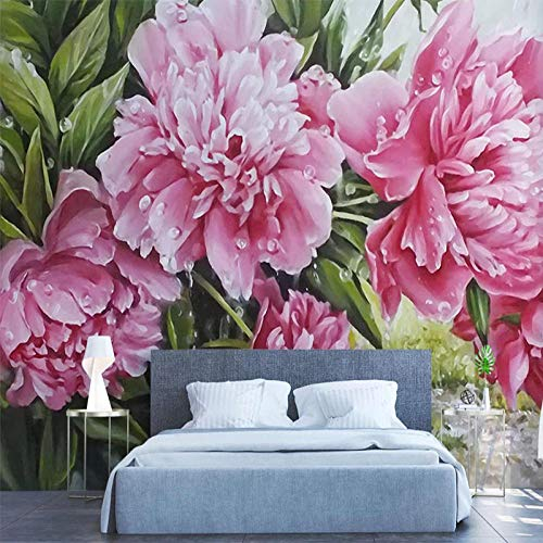 Benutzerdefinierte Wandtapete Jeder Größe Moderne Handgemalte Rosa Pfingstrosenblume Wandfarbe-430Cmx300Cm