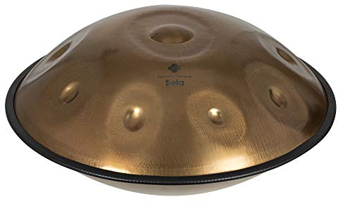 SELA Harmony Handpan D Sabye I Handmade Premium Qualität - geeignet für Anfänger & Profis I Edelstahl-Percussion-Instrument - inkl. gepolsterter Tasche & Gurt I Pantam SE 213 Stainless Steel Gold