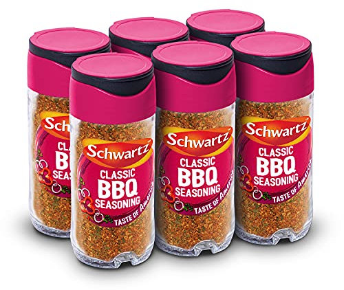 Schwartz Perfect Shake BBQ Seasoning 44 G | Jar | Pack of 6 | Spicy & Delicious Taste | With Onion, Chilli Powder, Paprika, Garlic, and Parsley | Perfect for Seasoning Ribs, Chicken, and Pulled Pork