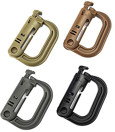 Srliya Grimlock D-Ring, D-Ring-Haken, leicht, multifunktional, Rucksack-Karabiner, Reißverschlusstaschen, geeignet Angeln, Camping, Reisen (4 Stück)