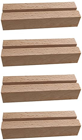 jojofuny 4Pcs Visitenkarte Holz Basis Platz- Kartenhalter Foto Bild Display- Ständer Schreibtisch Kalender Display Stand Basis Arbeitsplatte Karten Rack 10X3x2cm