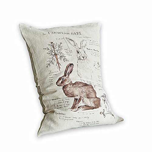 Loberon Kissenhülle Kalleur, Nostalgie-Print, Osterhasen-Motiv, natürliche Farbgebung, weiche Haptik, Ostern, Ostertextilien, Osterdeko, Leinen, beige
