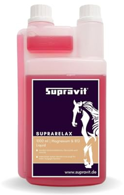 Supravit SupraRelax - Flüssiges Magnesium mit B12 Vitamin für Pferde I 1l Dosierflasche - unterstützt das Wohlbefinden bei deinem Pferd - Zur Förderung von Entspannung und Stressreduktion bei Pferden