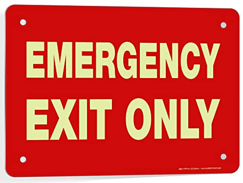 Hinweisschilder für Notausgang – 1 Packung 25.4 x 17.8 cm – 100 % rostfrei, 0.40 Aluminiumschilder, leuchten im Dunkeln, Wasser- und Lichtbeständigkeit, Innen- und Außenbereich