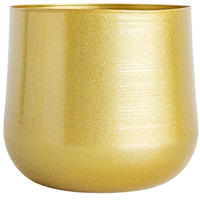ZMKY Gold Pflanztopf - Gold Pflanzgefäß Metall Dekorativer runder Blumentopf mit Ablaufloch geeignet für Garten Terrasse Innenbereich