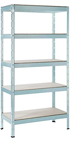 SCHULTE Regalwelt Schwerlastregal mit 5 Holzböden, 180x90x40 cm (HxBxT), Traglast pro Ebene ca. 90 Kg, verzinkt, Lagerregal, Kellerregal, Werkstattregal, Steckregal