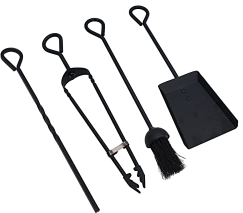 AB Tools 18 Loop Brush, Shovel, Poker & Tongs Fire Coal Wood Log Burner Metal 450mm