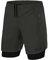 TCA Ultra Laufhose Herren 2 in 1 Kurze Sporthose Trainingsshorts Laufshorts mit integrierter Kompressionshose und Reißverschlussfach - Grün (2X reißverschlusstasche), L