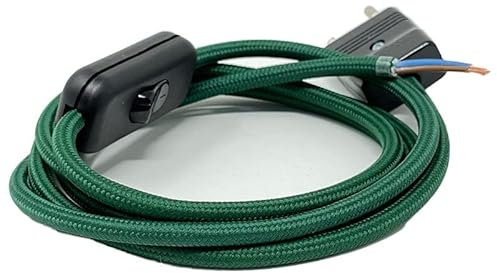 Cablaggio per Lampada Abat-Jour con cavo elettrico tessuto. Colori Vari. (Verde petrolio)