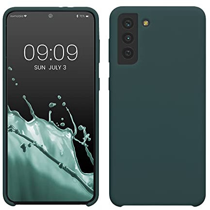 kwmobile Hülle kompatibel mit Samsung Galaxy S21 Plus Hülle - Silikon Handy Case - Handyhülle weiche Oberfläche - kabelloses Laden - Blaugrün