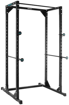 Cecotec Torre y Jaula Multiestación de Musculación, Rack de Dominadas y Fondos Drumfit PullUps 4000 Power Tower. Acolchado y con Agarres Antideslizantes, Altura Ajustable, Máximo Peso 120Kg