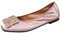 OALEEN Chaussures Ballerines Femme Plates Confortable Style Cuir Souple Bout Carré Strass Boucle Soirée Mariage Rose 44