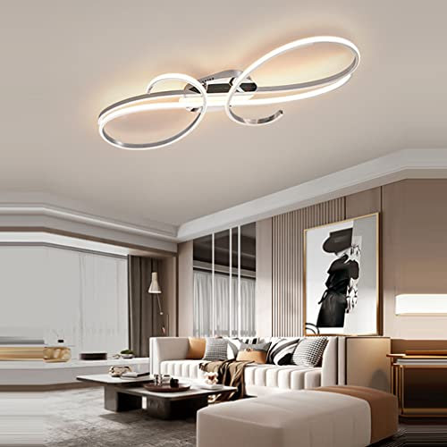 LED Deckenleuchte Wohnzimmerlampe Dimmbar Esstisch Deckenlampe Küchenlampe Modern Chrom Mit Fernbedienung 60W Blume Design Lampen für Schlafzimmer Küchen Büro Decken Leuchten