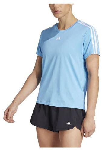 adidas Damen AEROREADY Train Essentials 3-Stripes Tee, semi Blue Burst/White, L