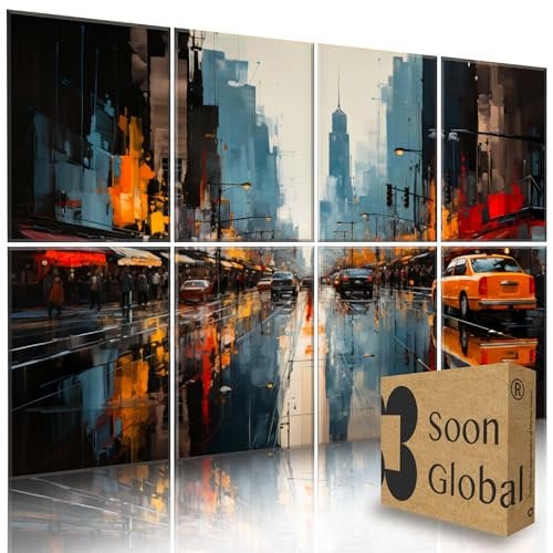 Soon Global 8-Pack Acoustic Panels, Soundproof Wall Panels, 48 X 32 Inches Sound Absorbing Panels, Decorative Acoustical Wall Panels, Acoustic Treatment for Recording Studio, Urban Pulse