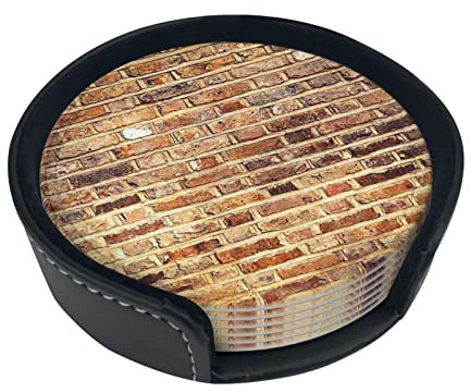 Ensemble de 6 sous-Verres de Fond de Mur de Briques industrielles pour Boissons, sous-Verres en Cuir résistant à l'eau et à la Chaleur