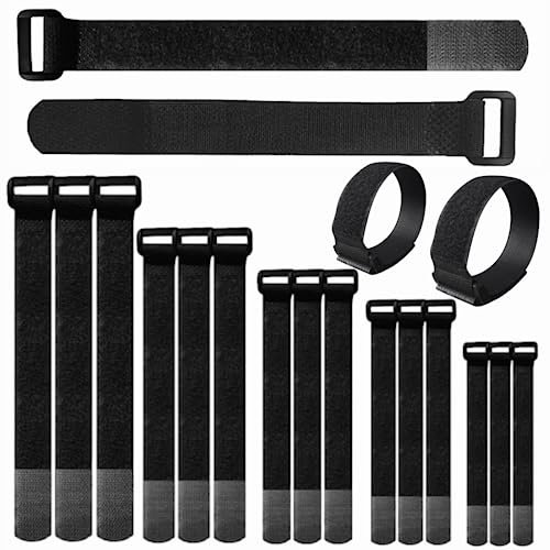 25 Pcs Velcro Cable Straps Self Adhesive Velcro Cable Ties Adjustable Straps Releasable Hook and Loop Cable Strap for Various Network Cablel
