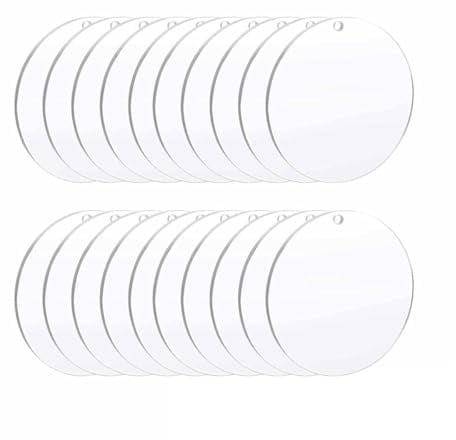 20 Stück Acrylscheibe Transparent, Rund Klare Acrylplatte, Rund Acryl Scheibe, Geeignet für Herstellung von dekorativen Anhängern und Präsentation von Produkten(5cm)