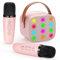 Damcyer Karaoke Maschine mit 2 Drahtlosen Mikrofonen, Tragbares Bluetooth Karaoke Maschine für Kinder Erwachsene, Tragbare Karaoke Maschine Kinder und Anfänger,Rosa