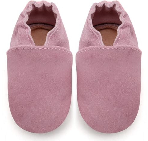 IceUnicorn Chausson Cuir Bébé Premiers Pas Garçon Fille Antidérapant Souple (Rose, 6-12 Mois)