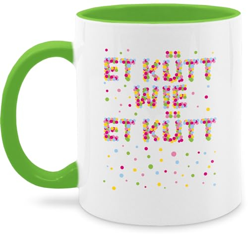 Tasse Tassen 325ml - Karneval & Fasching - Et kütt wie et kütt Konfetti I Köln I Kölsches Grundgesetz I Echte Kölner - 325 ml - Hellgrün - karnevalstasse fasching- koeln carnevale kölsche