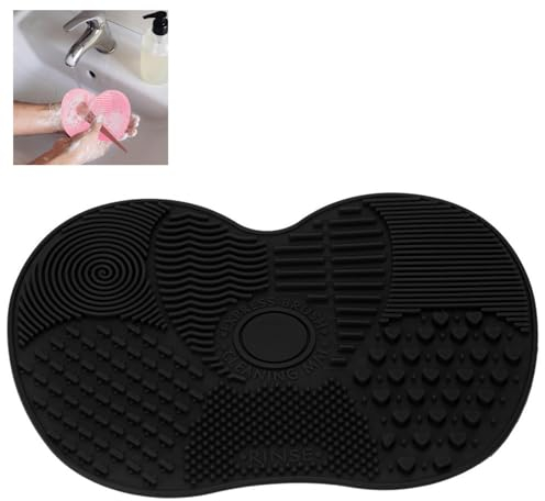 Tapis De Brosse De Tapis De Silicone Pour Cosmétique, Outil De Nettoyage De Pinceaux De Maquillage,Maquillage Tampon D'épurateur Brosses Pour Cosmétiques Tapis De Nettoyage (Noir)